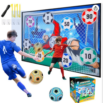 VATOS Soccer Ball Game Set for Kids, Indoor Outdoor Backyard Toss Soccer Goal Game with Velcro Balls, Foldable Flannel Goals, Toddlers Gift for 3 4 5 6 7 8 Year Old Boy Toys Birthday Christmas